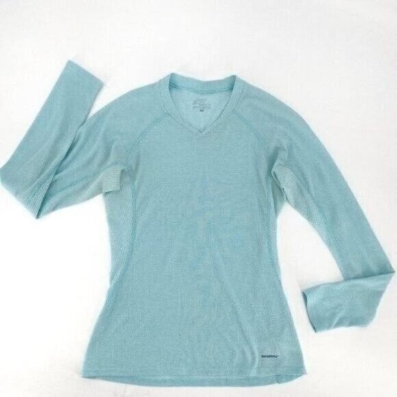 Patagonia Womens Blue Layer Tech Long Sleeve Stretchy Ribbed Pullover Small Top - Picture 1 of 7